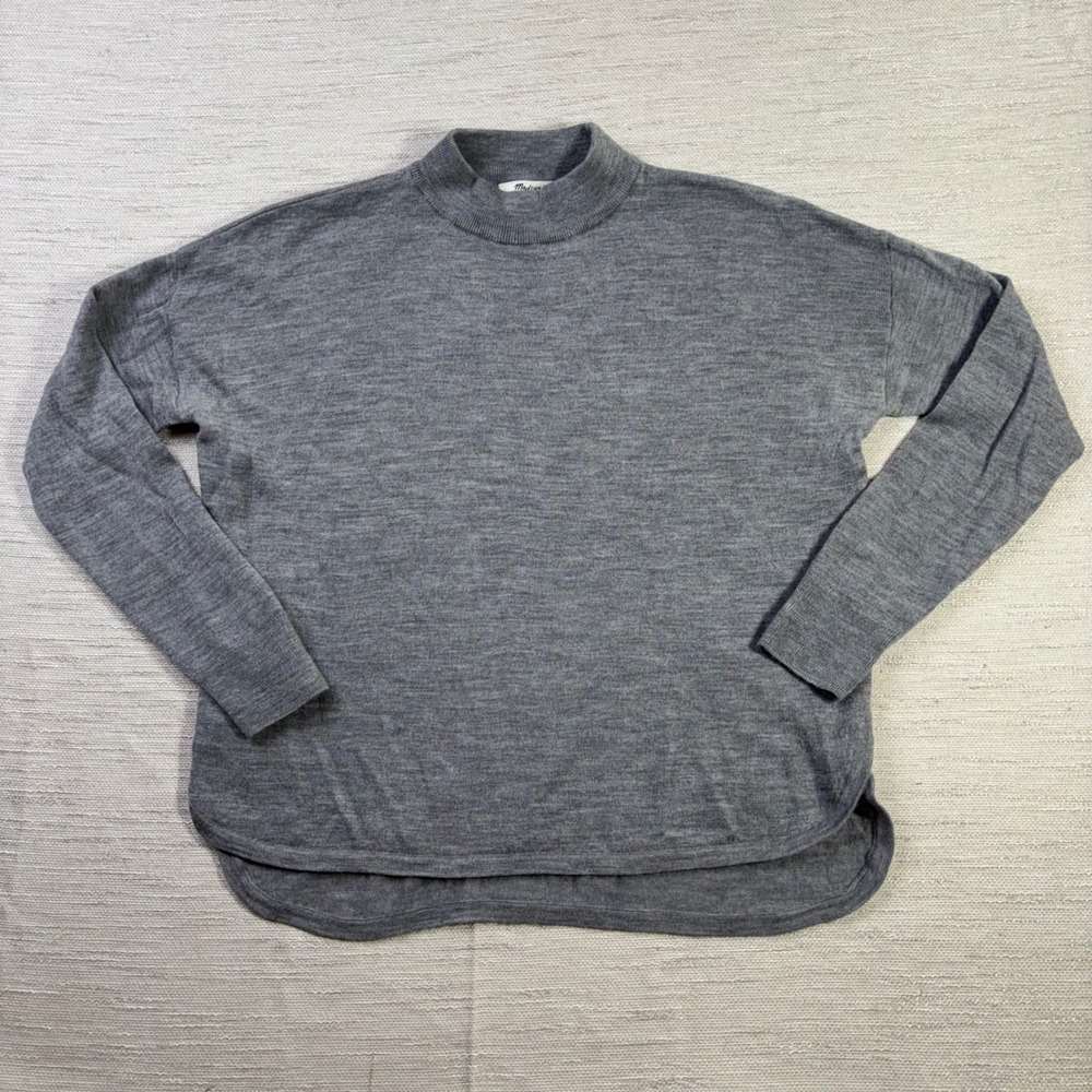 Madewell Gray 100% Merino Wool Mockneck Sweater G9612 Women Small Relaxed Fit